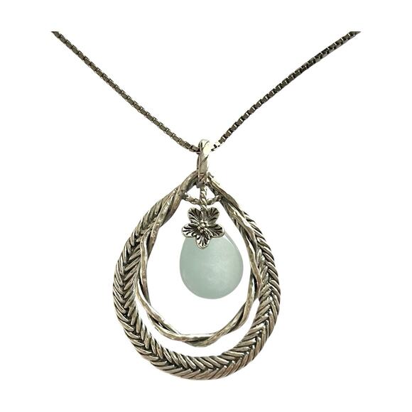 Oz Paz .925 Silver Aquamarine Pear Teardrop Shaped Pendant Necklace 31” Israel - Picture 1 of 9
